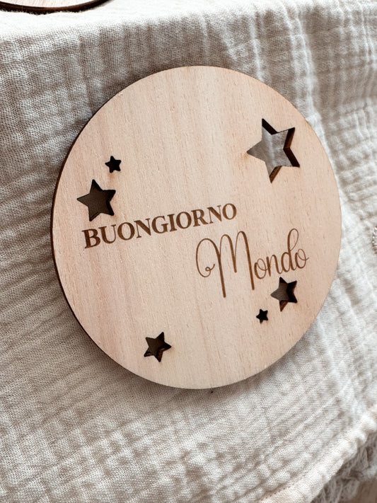 Targhetta buongiorno mondo